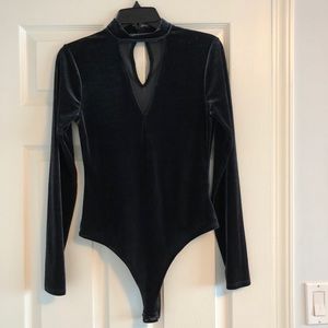 Hunter green velvet bodysuit
